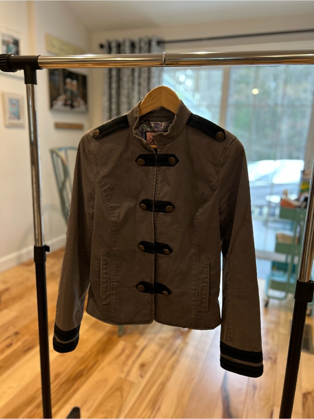Juicy Couture Grey & Black Military-Style Utility Jacket